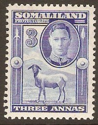 Somaliland Protectorate 1942 3a Bright blue. SG108.